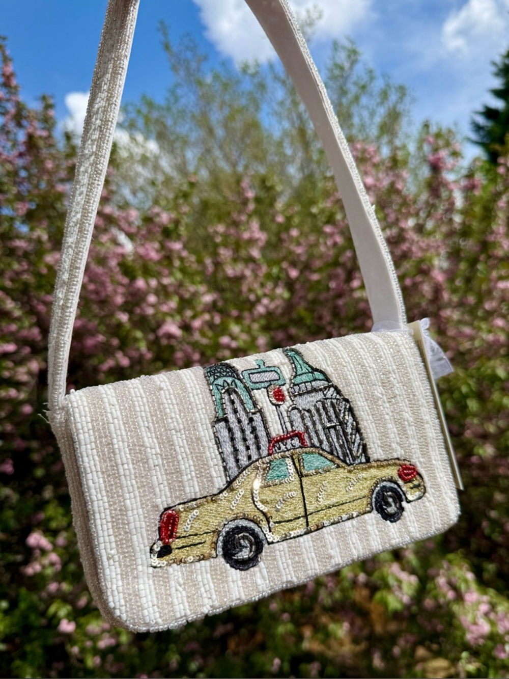 Handcrafted In India New York City NYC Taxi Beaded Shoulder Bag